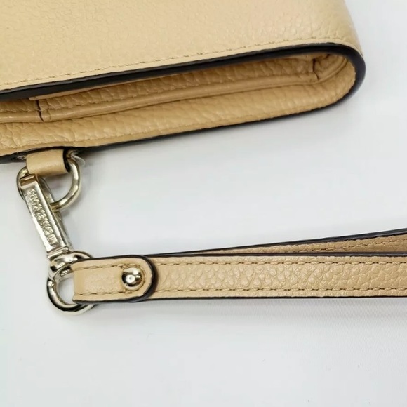 Michael Kors Jet Set Travel Double Zip Leather Wristlet Wallet Butternut - Picture 8 of 10